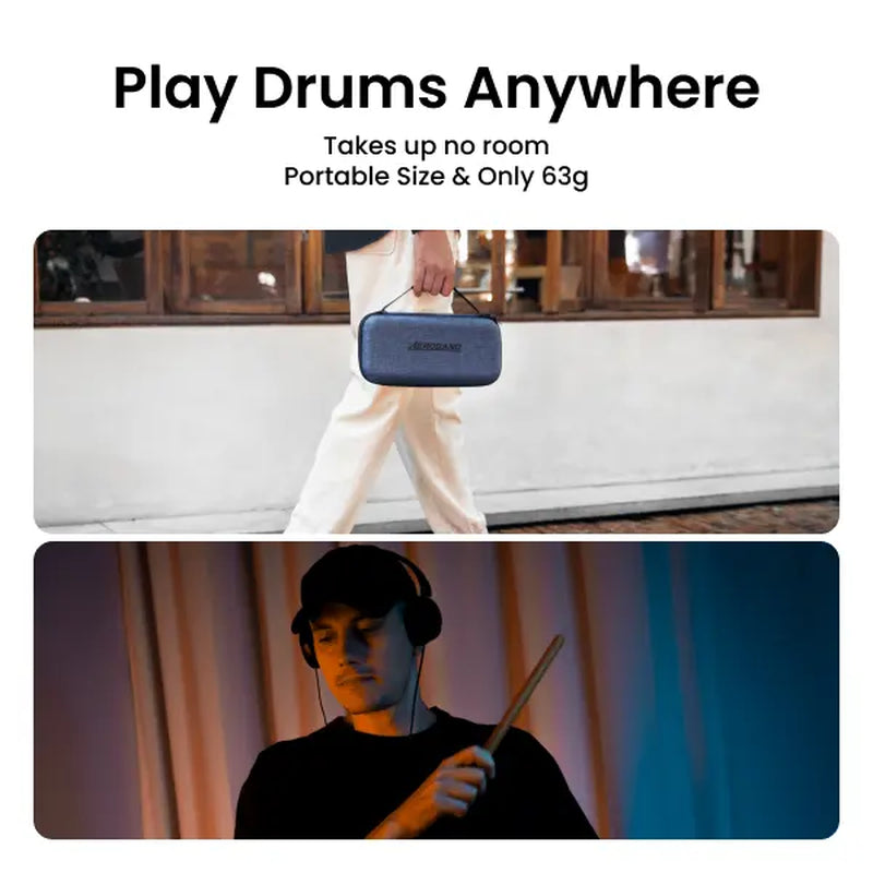 【Aeroband Pocketdrum2Max】 Electric Air Drum Sticks, Pedals, Bluetooth, USB MIDI Function,Electronic Drum Set for Adults, Kids, Professionals, Gift Percussion Instrument