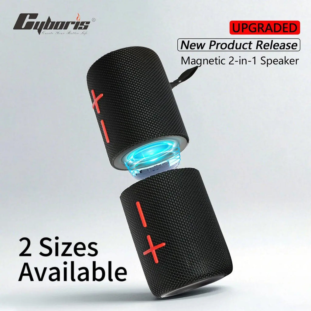 Cyboris Magnetic/Twist Portable Bluetooth Speaker with Subwoofer 20W/40W 2-In-1 Bluetooth Speaker Modern Style Bluetooth 5.3 Connection Use It While Traveling. a Must-Have for Music Lovers Who Want to Catch up on TV Dramas. Audio Black Summervibes