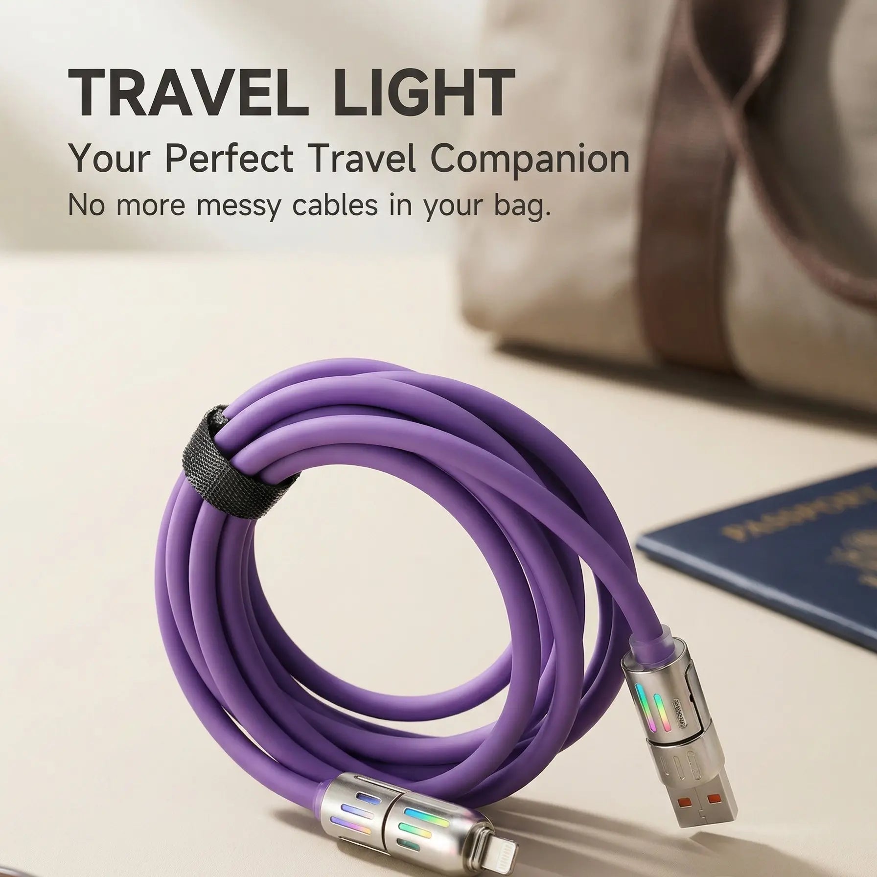 [Buy 1 Get 1 Free]-6.6Ft 4-In-1 USB-C Cable, PD Fast Charging, Data Sync, EXAVON USB-A, Type-C, Lightning, Aluminum, Compatible