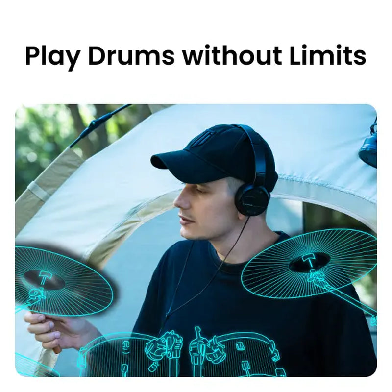 【Aeroband Pocketdrum2Max】 Electric Air Drum Sticks, Pedals, Bluetooth, USB MIDI Function,Electronic Drum Set for Adults, Kids, Professionals, Gift Percussion Instrument