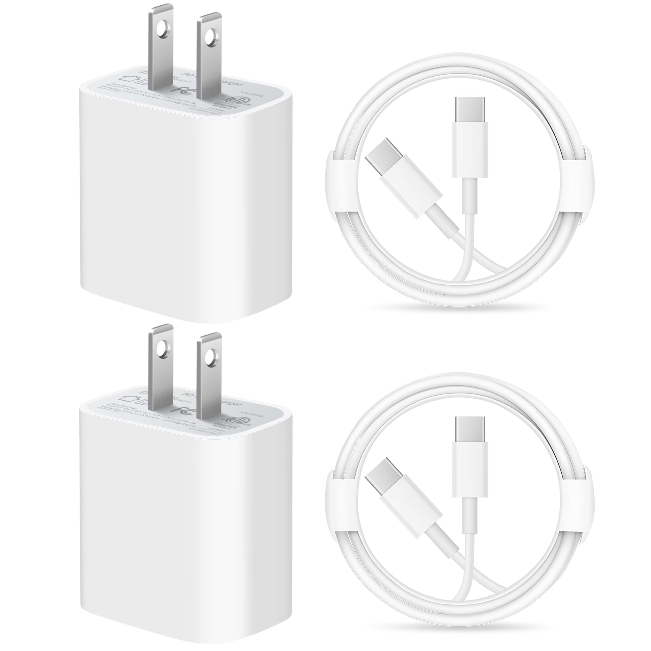 USB C Charger with 6FT Cable Compatible for Iphone 17/17 Air/17 Pro/17 Pro Max/16/16 Pro/16E/16Plus/16Pro/16 Pro Max/ 15/Iphone 15 Pro/Iphone 15 Pro Max/Ipad Pro/Mini/Air4/Airpods, 2 Pack