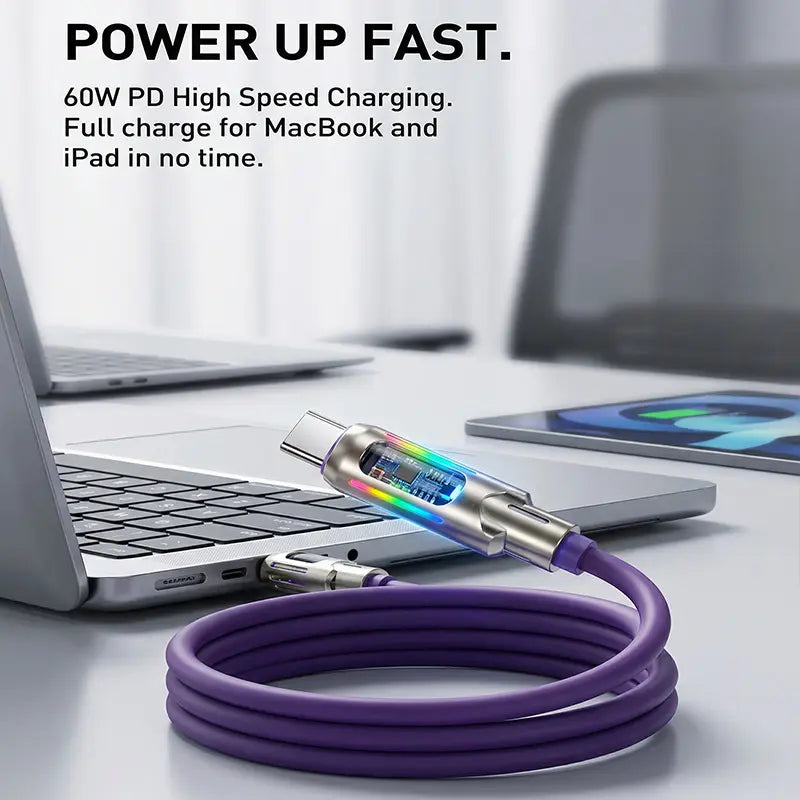 [Buy 1 Get 1 Free]-6.6Ft 4-In-1 USB-C Cable, PD Fast Charging, Data Sync, EXAVON USB-A, Type-C, Lightning, Aluminum, Compatible