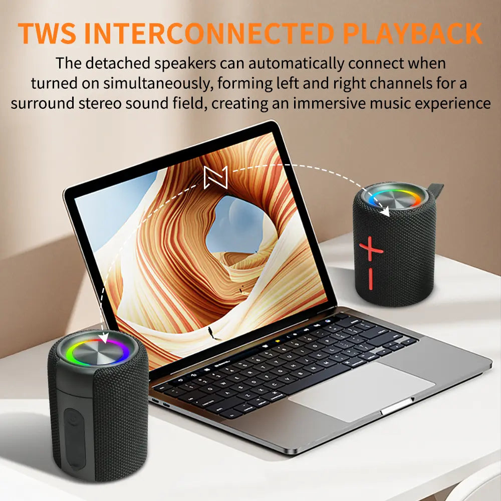 Cyboris Magnetic/Twist Portable Bluetooth Speaker with Subwoofer 20W/40W 2-In-1 Bluetooth Speaker Modern Style Bluetooth 5.3 Connection Use It While Traveling. a Must-Have for Music Lovers Who Want to Catch up on TV Dramas. Audio Black Summervibes