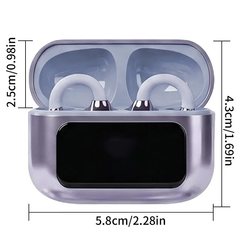 Wireless Open-Back Clip-On Earphones, Headphones, Headset, Bluetooth 5.49, with LCD Touchscreen, Charging, Waterproof In-Ear Earphones, Noise Cancellation, Suitable for Tablets, Laptops, Android/Ios Phones