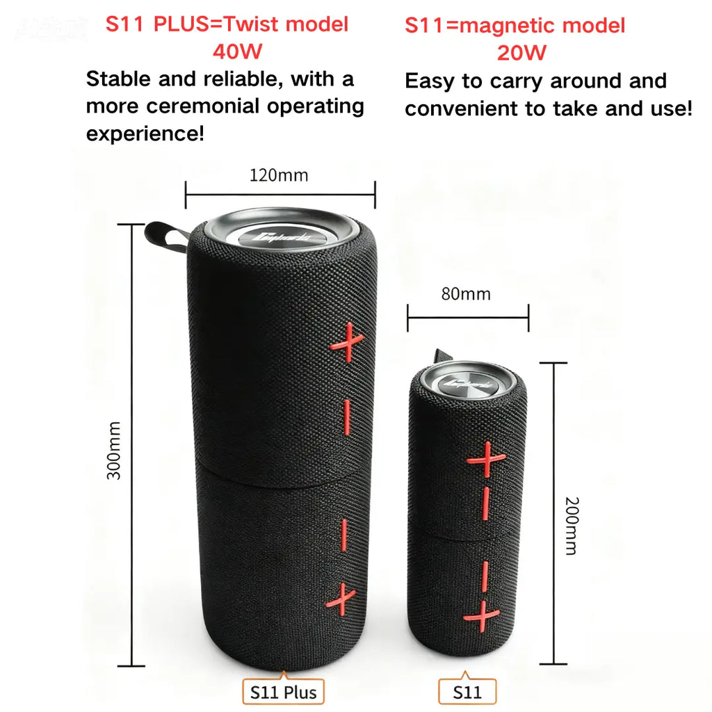 Cyboris Magnetic/Twist Portable Bluetooth Speaker with Subwoofer 20W/40W 2-In-1 Bluetooth Speaker Modern Style Bluetooth 5.3 Connection Use It While Traveling. a Must-Have for Music Lovers Who Want to Catch up on TV Dramas. Audio Black Summervibes