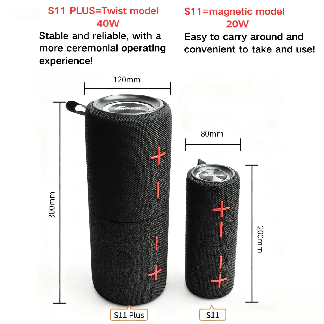 Cyboris Magnetic/Twist Portable Bluetooth Speaker with Subwoofer 20W/40W 2-In-1 Bluetooth Speaker Modern Style Bluetooth 5.3 Connection Use It While Traveling. a Must-Have for Music Lovers Who Want to Catch up on TV Dramas. Audio Black Summervibes