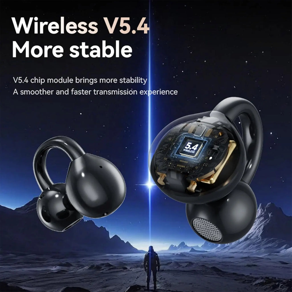 Wireless Open-Back Clip-On Earphones, Headphones, Headset, Bluetooth 5.49, with LCD Touchscreen, Charging, Waterproof In-Ear Earphones, Noise Cancellation, Suitable for Tablets, Laptops, Android/Ios Phones
