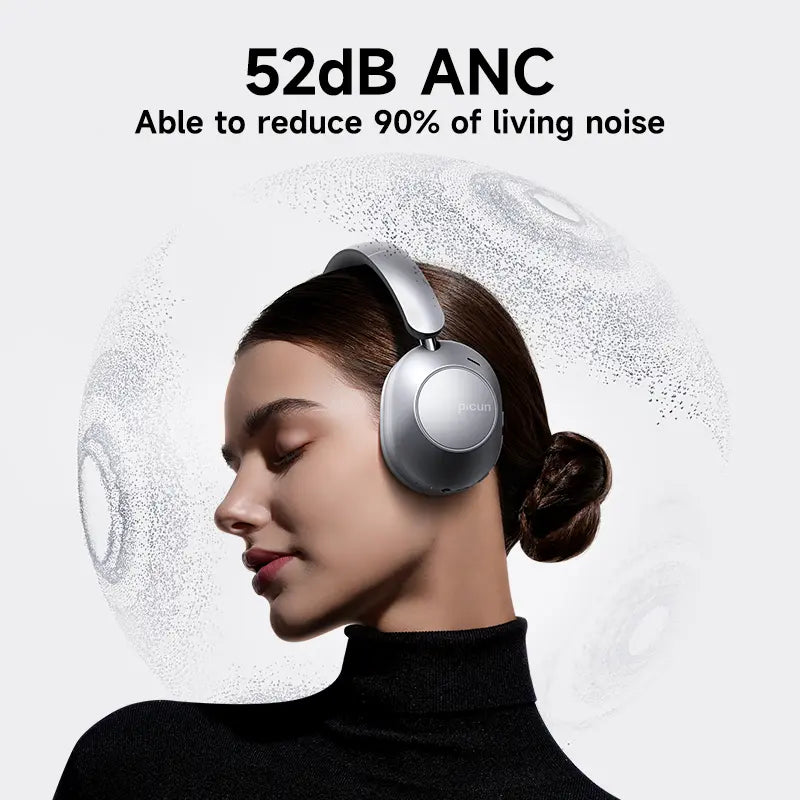 Picun F6 Over-Ear Wireless Headphones - Hybrid ANC, ENC Mic, Transparency Mode, Hi-Res Audio, Deep Bass, Foldable Multi-Device Bluetooth, Electronic Tech Gadgets for Travel, Gaming (Iphone/Android Compatible)