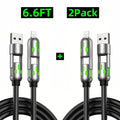 [Buy 1 Get 1 Free]-6.6Ft 4-In-1 USB-C Cable, PD Fast Charging, Data Sync, EXAVON USB-A, Type-C, Lightning, Aluminum, Compatible